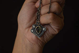 Moss Aquamarine Clover Patch Necklace