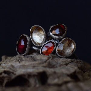 Hessonite Garnet Fern Ring - Size 5