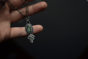 Moss Kyanite Fern Necklace