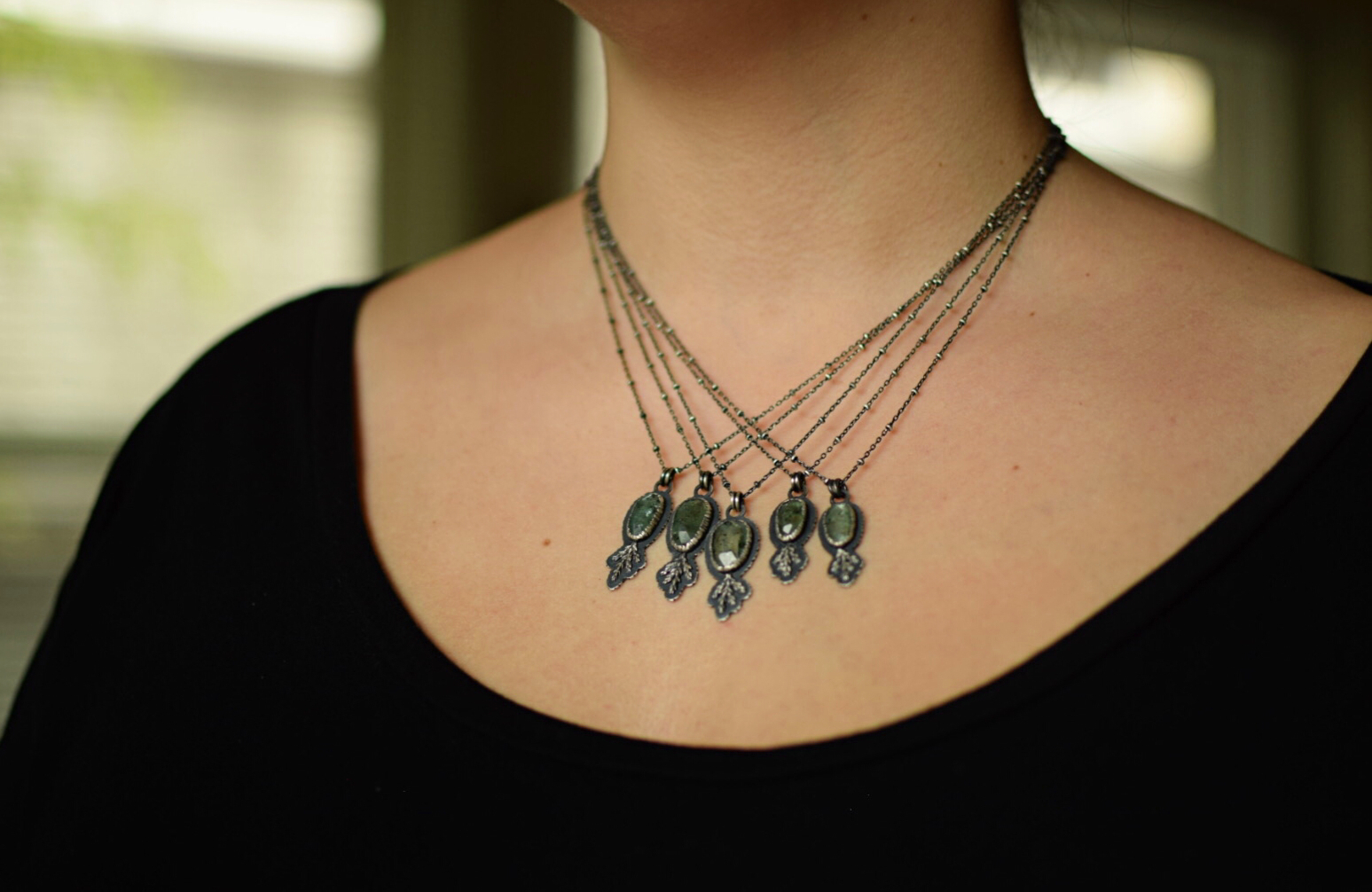 Moss Kyanite Fern Necklace