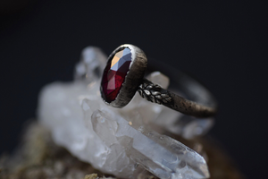 Rhodolite Garnet Fern Ring - Size 8
