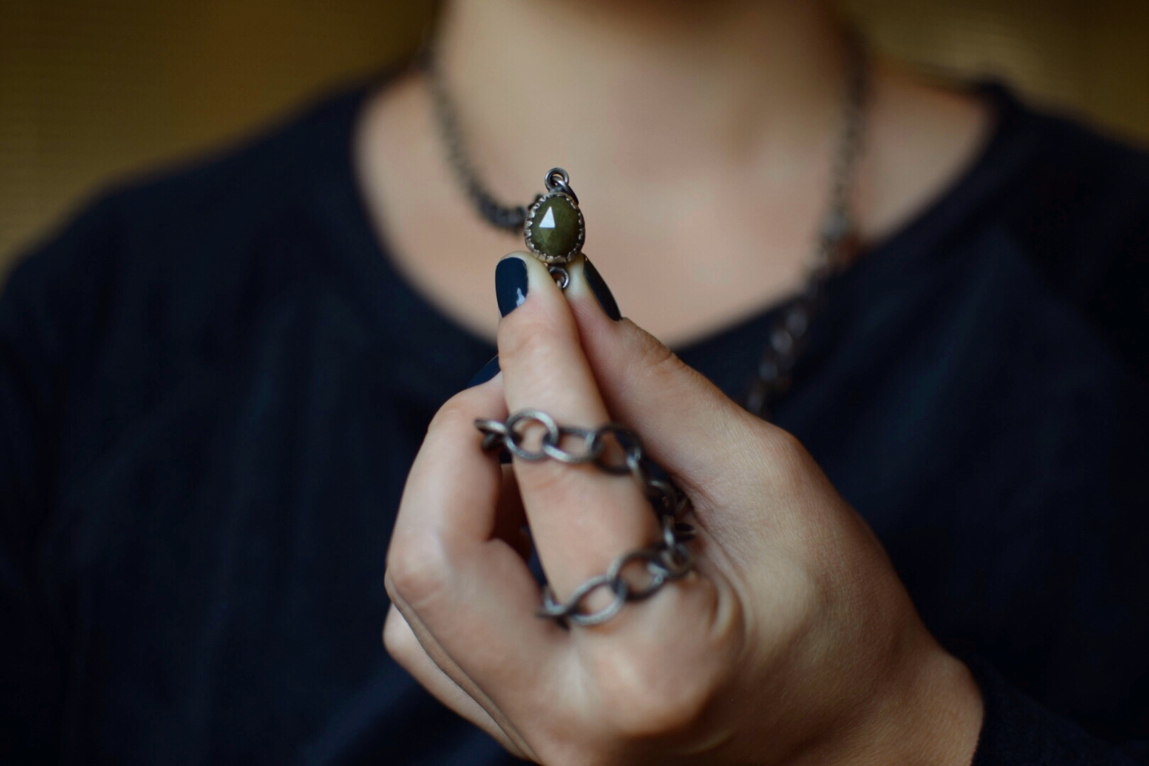 Handmade Chain with Vesuvianite & Fern Accents