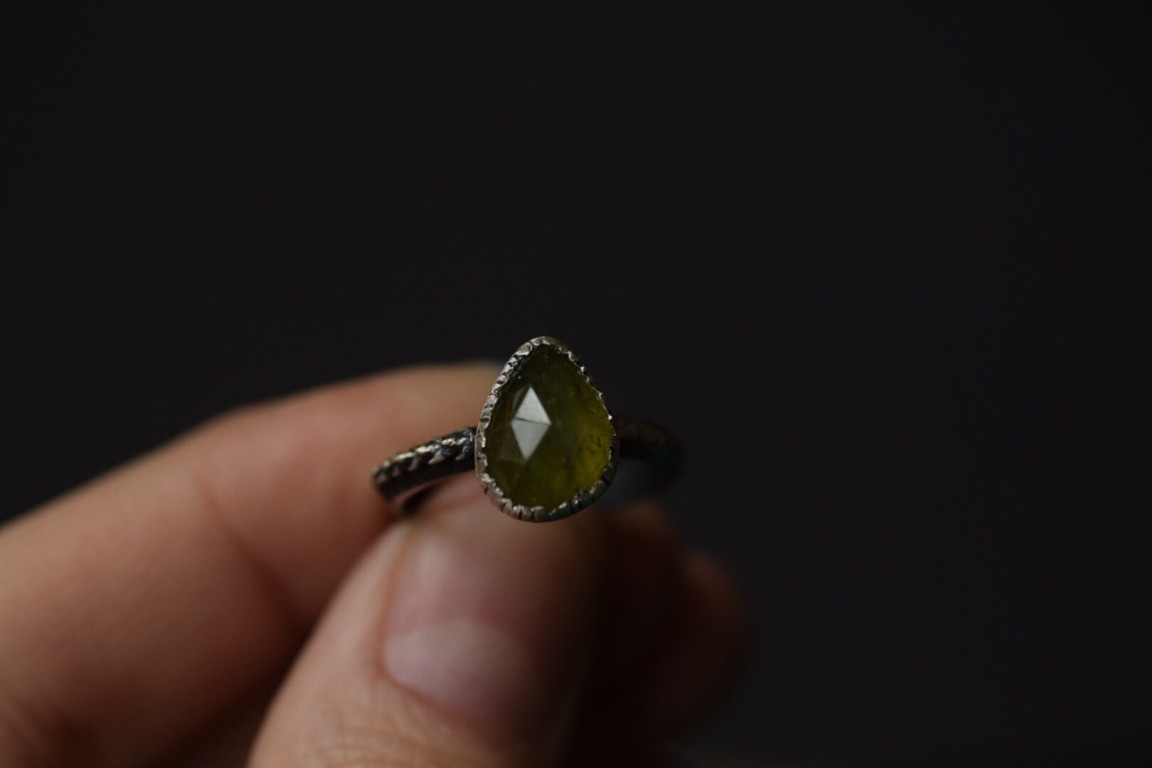 Vesuvianite Fern Ring - Size 6