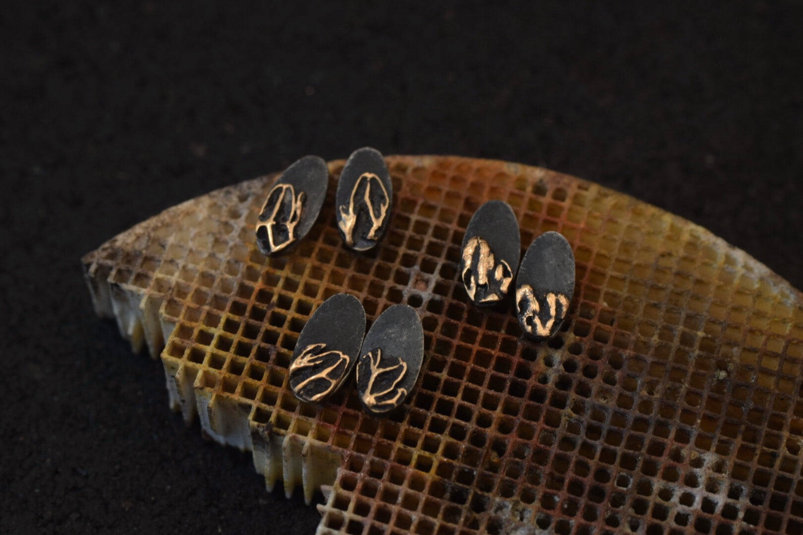 Bronze & Sterling Leaf Studs