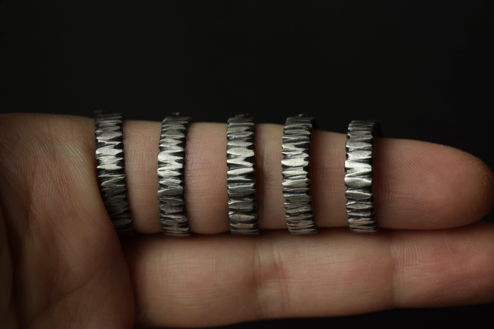 Vesuvianite Bark Fern Rings