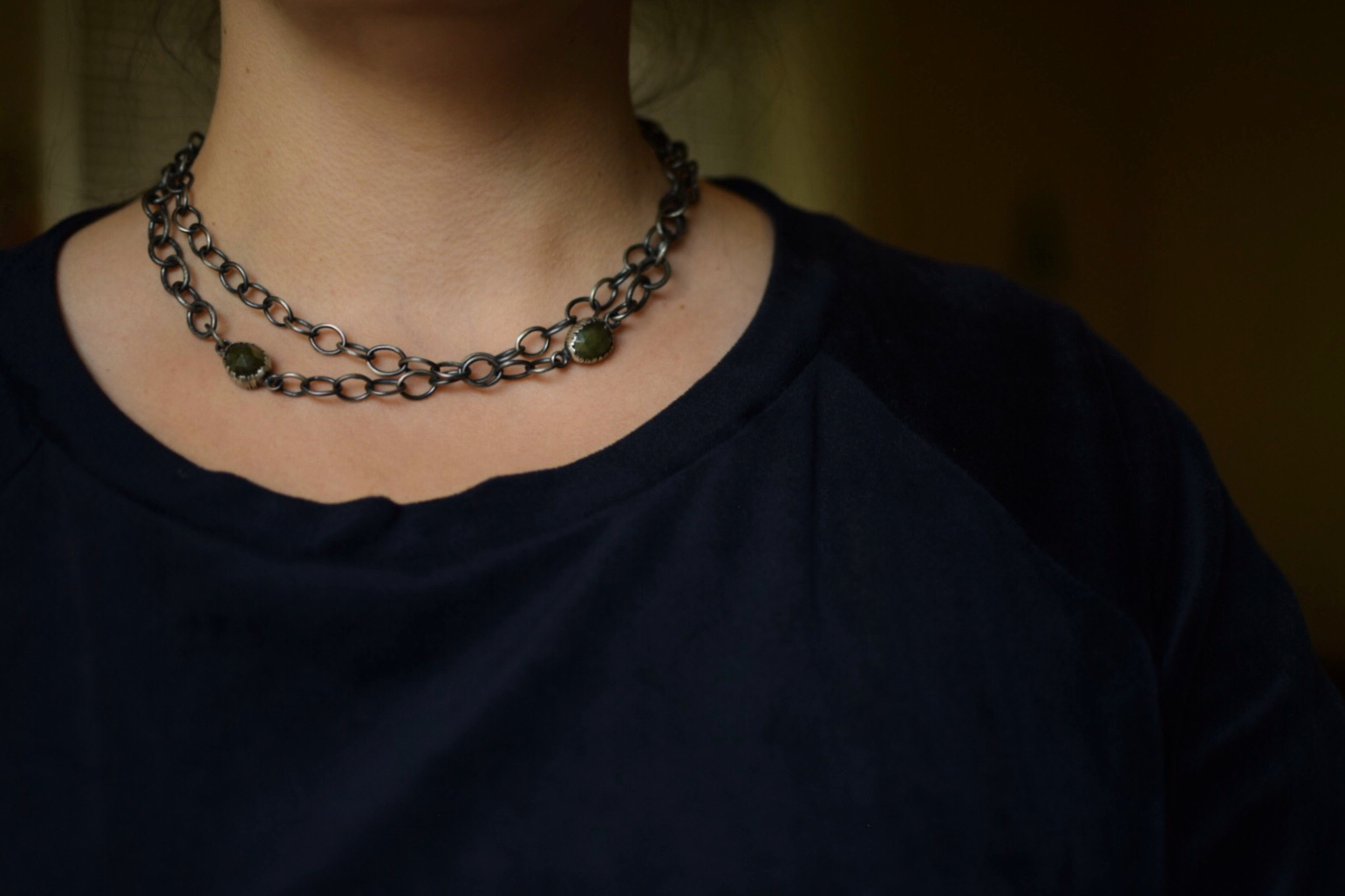 Handmade Chain with Vesuvianite & Fern Accents