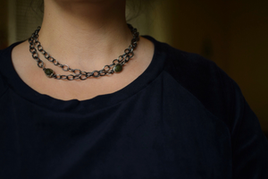 Handmade Chain with Vesuvianite & Fern Accents
