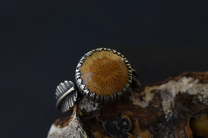 Fossilized Coral & Carved Leaves