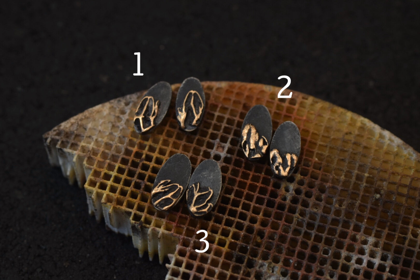 Bronze & Sterling Leaf Studs