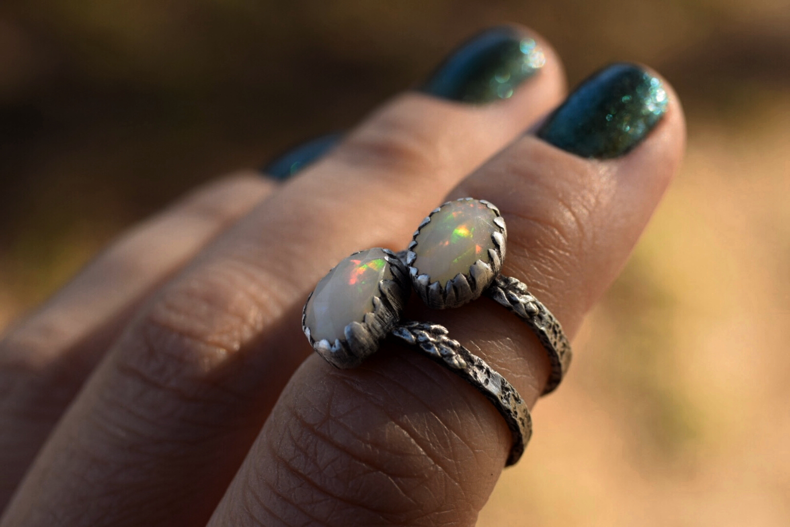 Opal Fern Rings