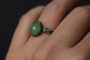 Chrysoprase Fern Ring - Size 7