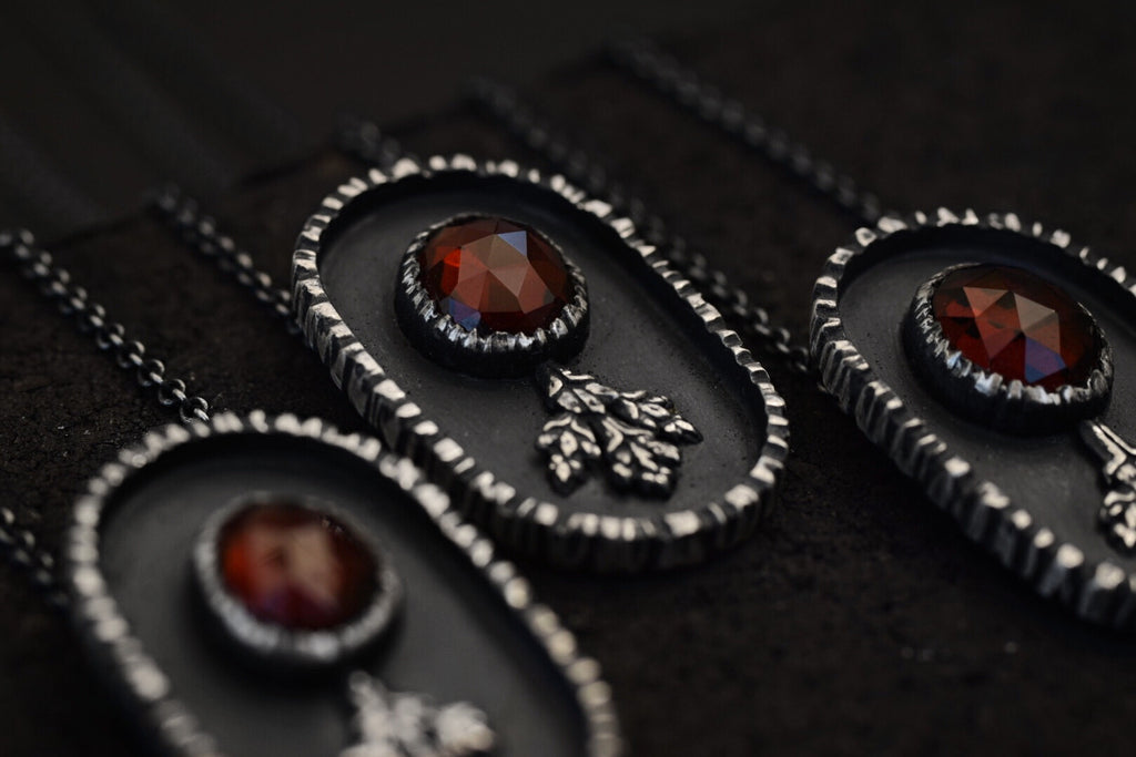 Garnet Shadowbox Necklaces