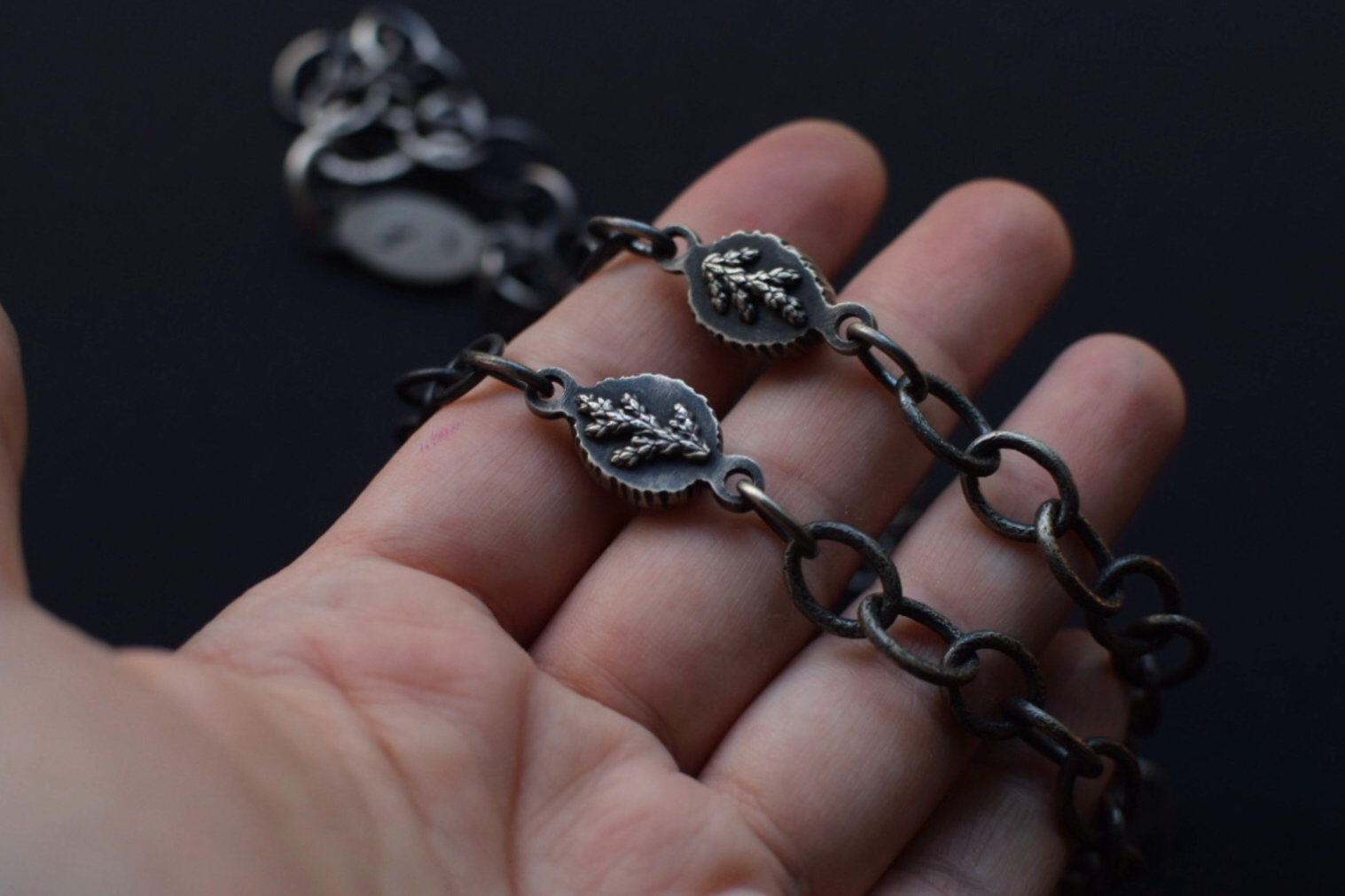 Handmade Chain with Vesuvianite & Fern Accents