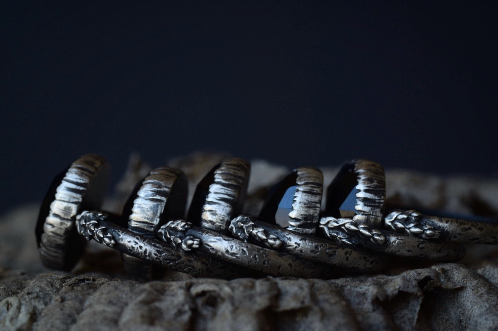 Rainbow Obsidian Fern Rings