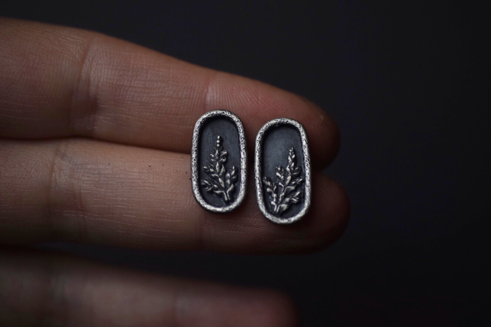 Oval Fern Shadowbox Earrings