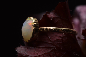 Opal and Yellow Gold Fern Ring