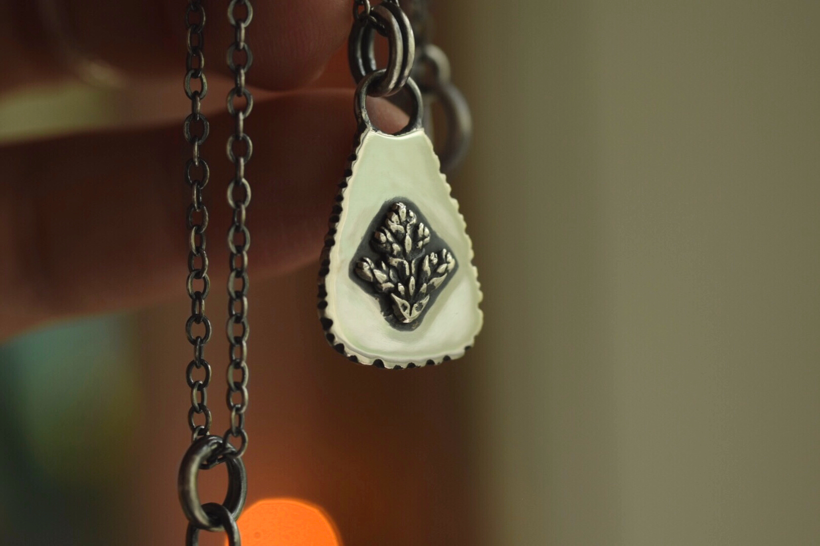 Sterling Silver Fern Spray Necklace