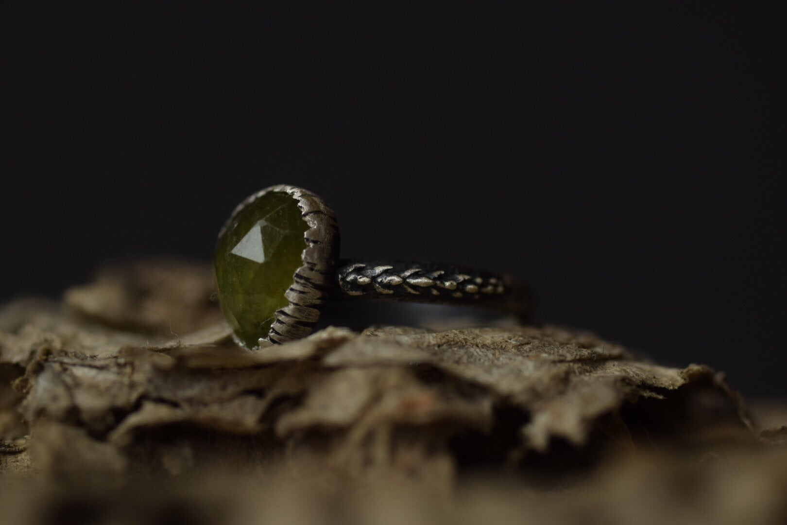 Vesuvianite Fern Ring - Size 6