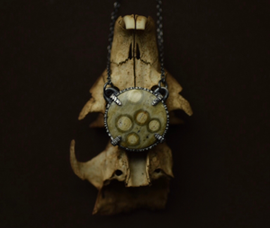 Ocean Jasper Necklace - Prong Set in Sterling Tree Bark
