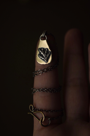 Bronze and Sterling Fern Spray Necklace