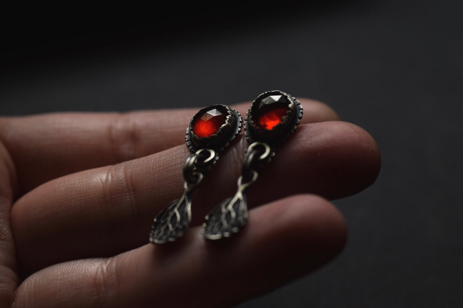Hessonite Garnet Post Dangles