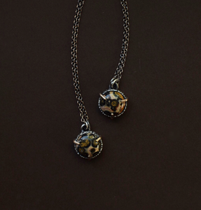 Leopard Jasper Sterling and Bronze Necklace