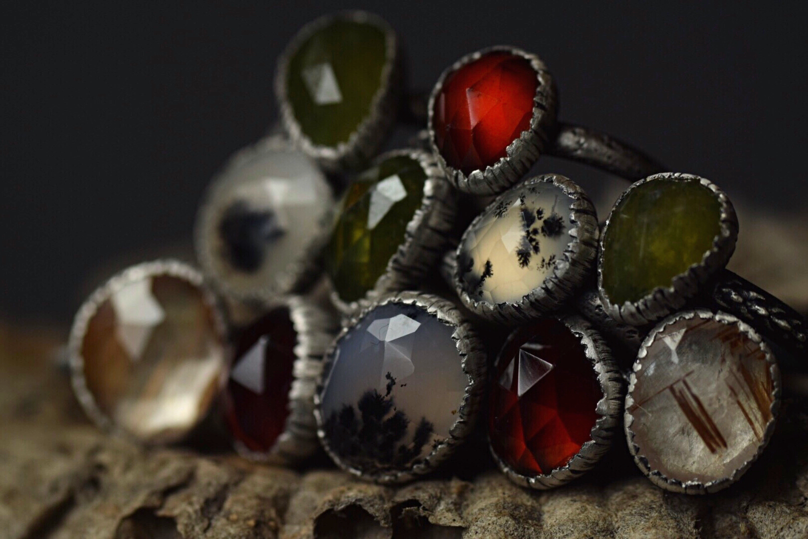 Hessonite Garnet Fern Ring - Size 5