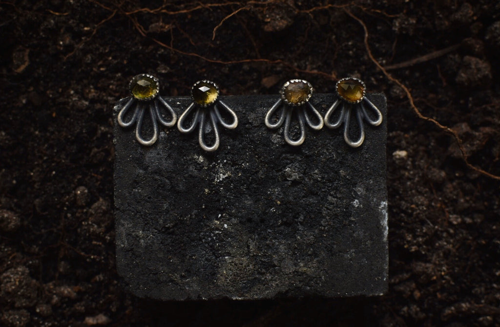 Watermelon Tourmaline Petal Ear Jackets
