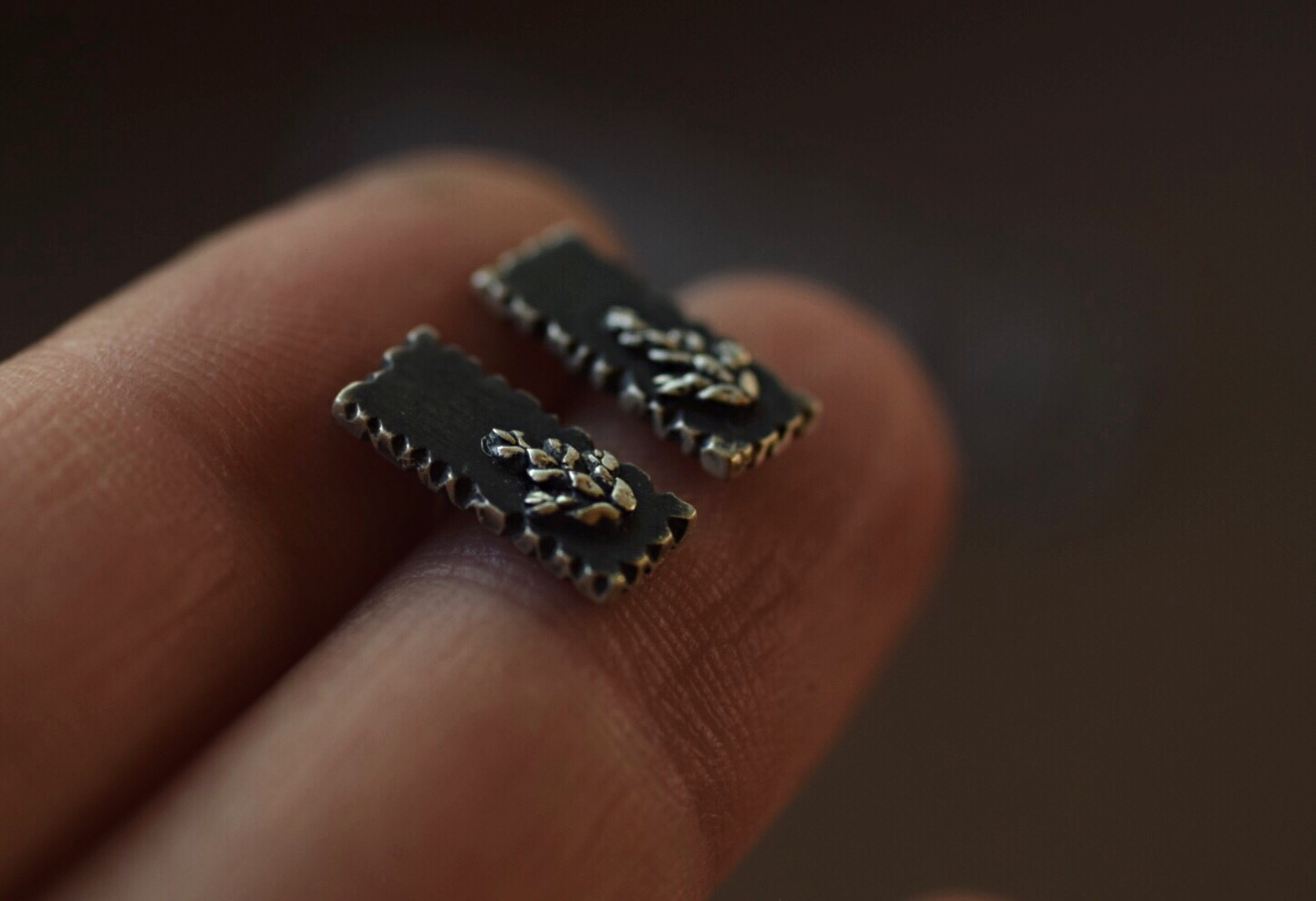 Fern Sprig Bar Studs