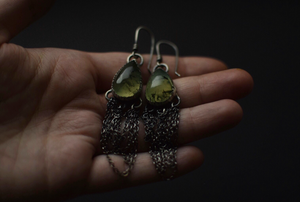 Prehnite Chain Dangle Earrings