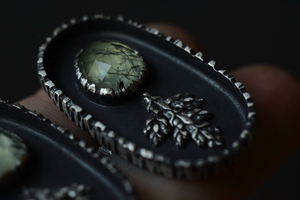 Rutilated Prehnite Fern Shadowbox Rings