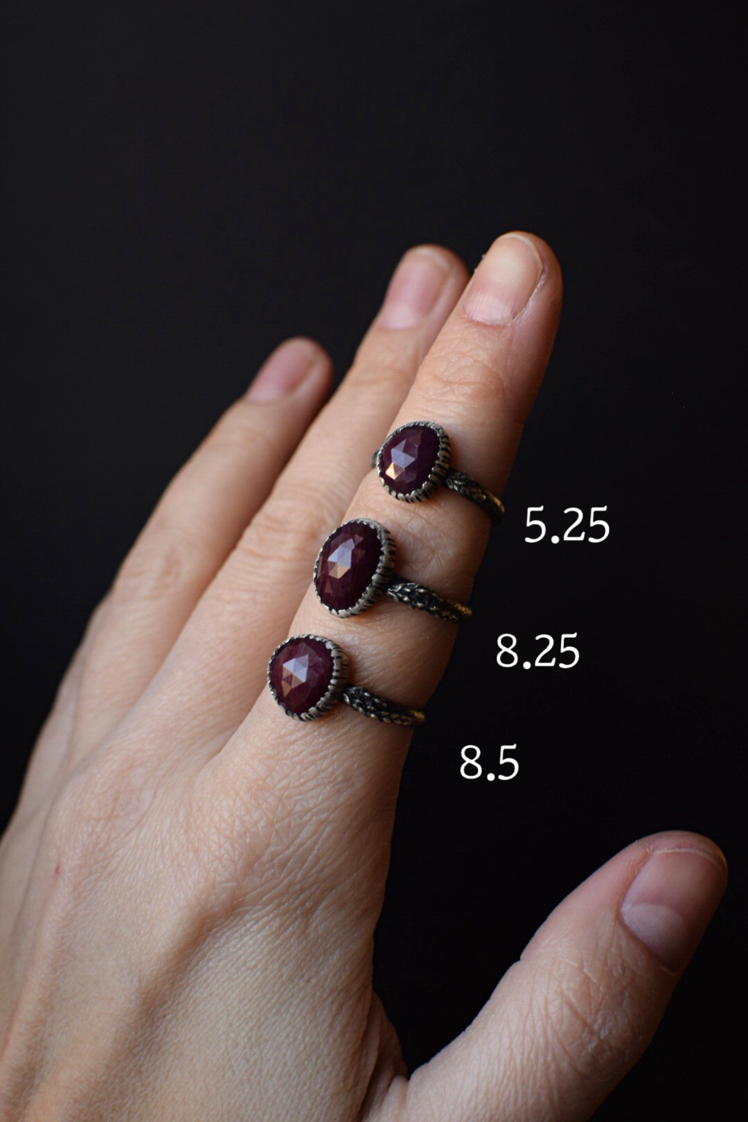 Ruby Fern Rings - Sizes 5.25, 8.25, 8.5