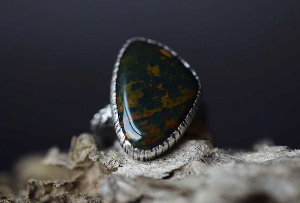 Bloodstone Fern Ring - Size 8