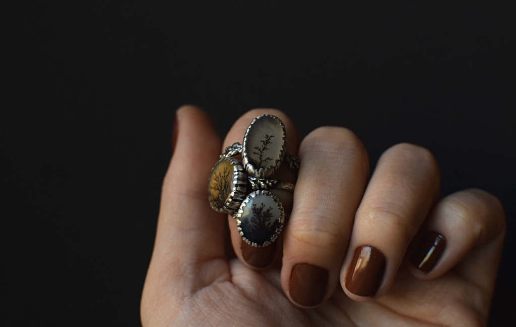 Dendritic Agate Fern Rings