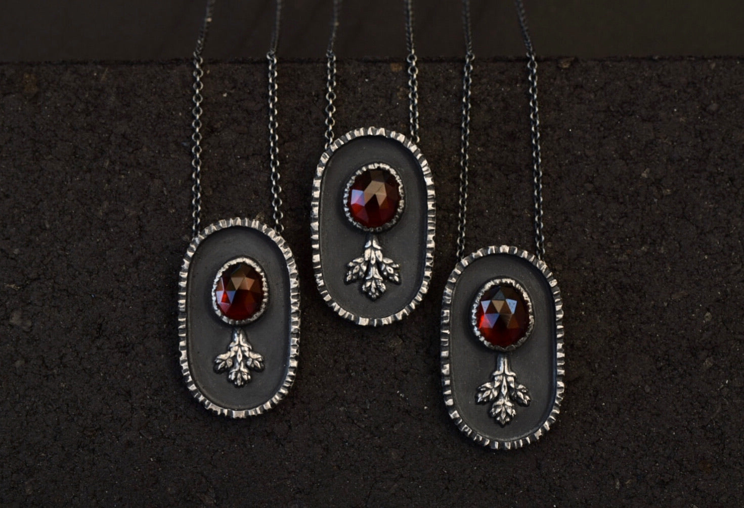 Garnet Shadowbox Necklaces