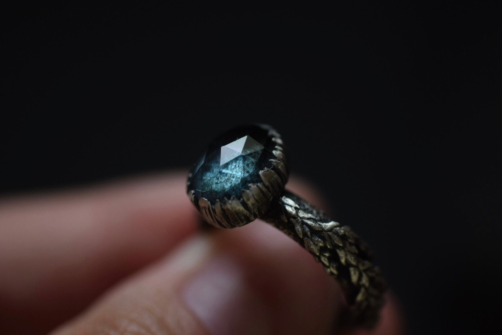 Moss Aquamarine Fern Rings