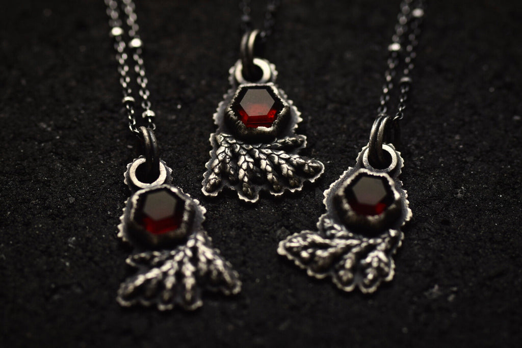 Garnet Hex Fern Necklace