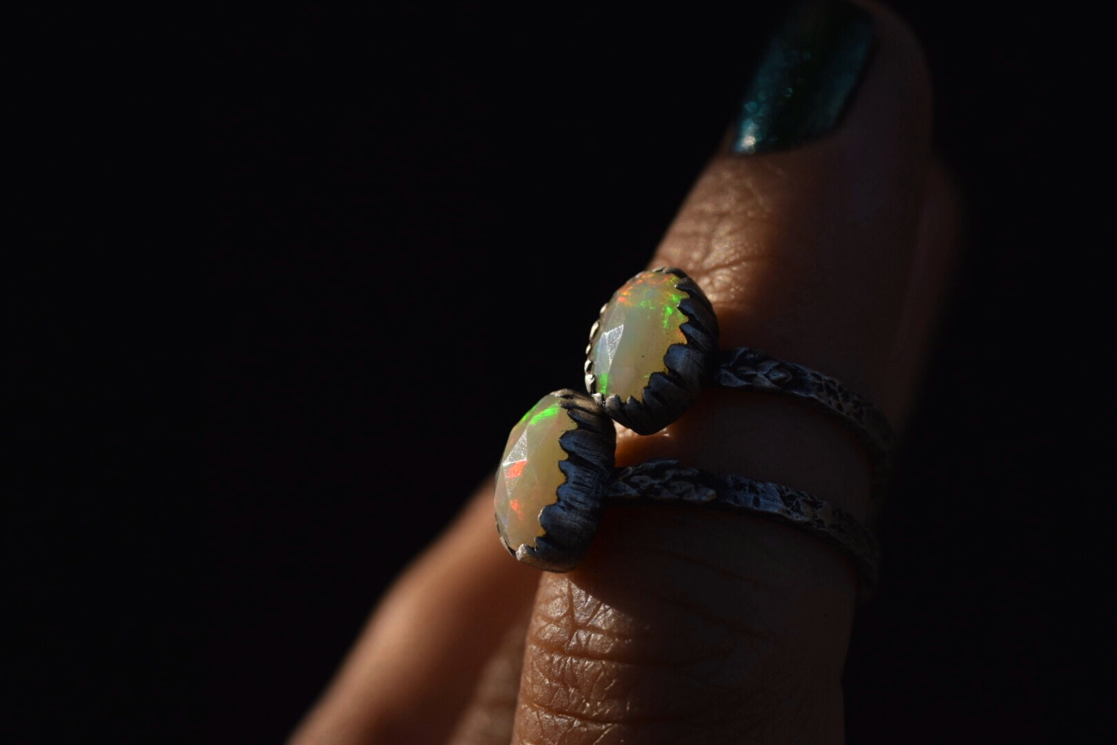 Opal Fern Rings