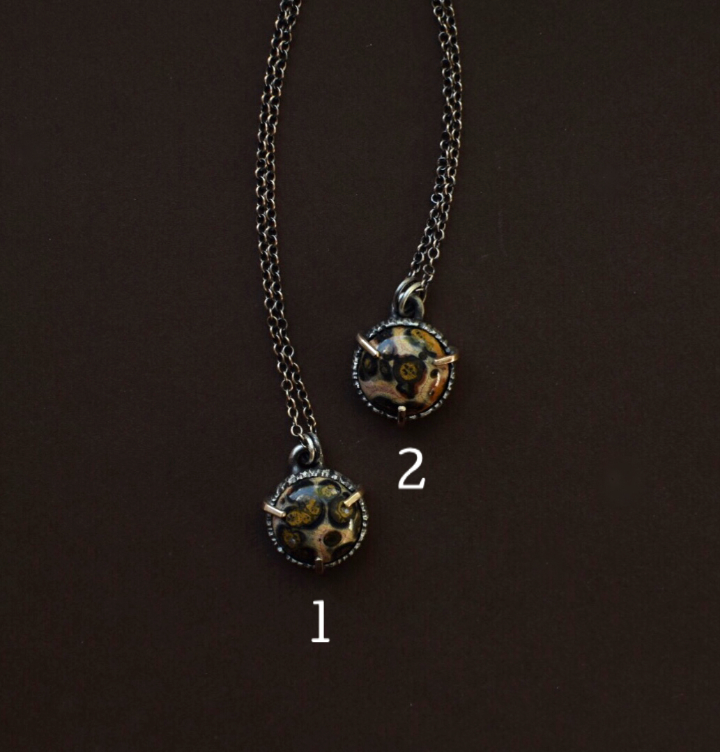 Leopard Jasper Sterling and Bronze Necklace