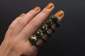 Vesuvianite Bark Fern Rings