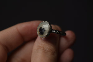 Dendritic Agate Fern Ring - Size 8