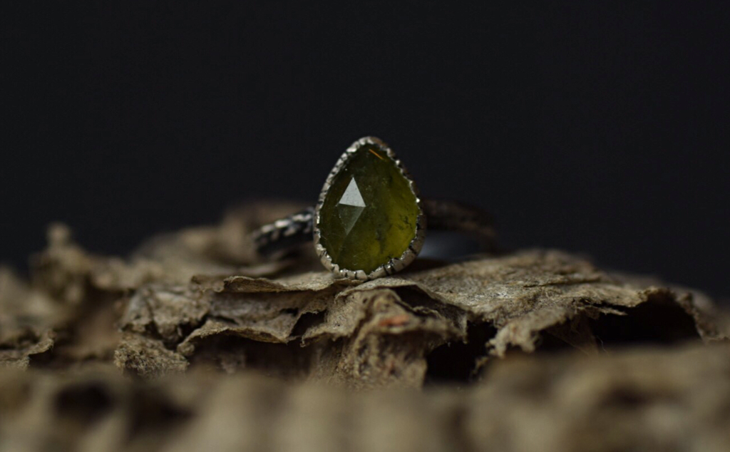 Vesuvianite Fern Ring - Size 6