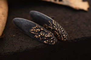 Bronze & Sterling Leaf Earrings