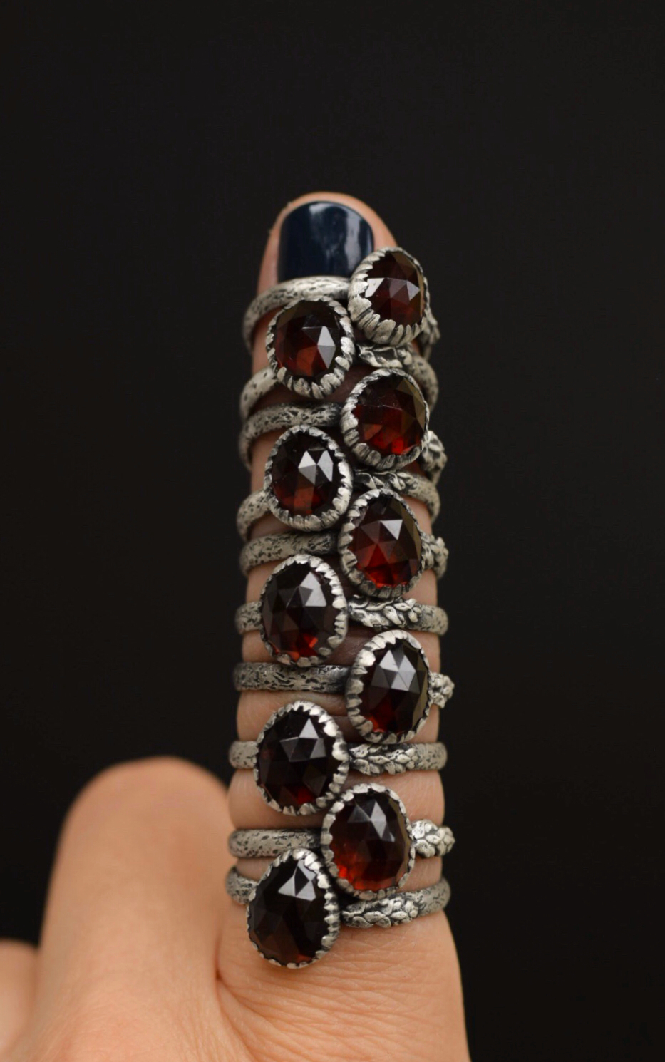 Garnet Fern Rings