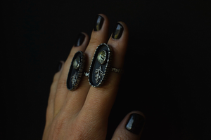 Rutilated Prehnite Fern Shadowbox Rings