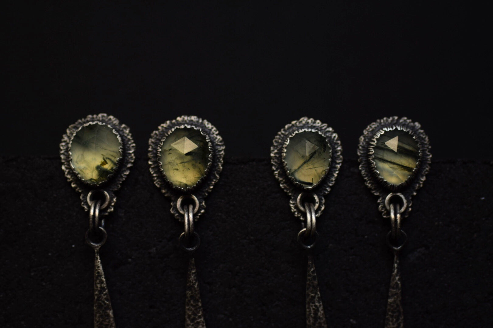 Rutilated Prehnite Dangles