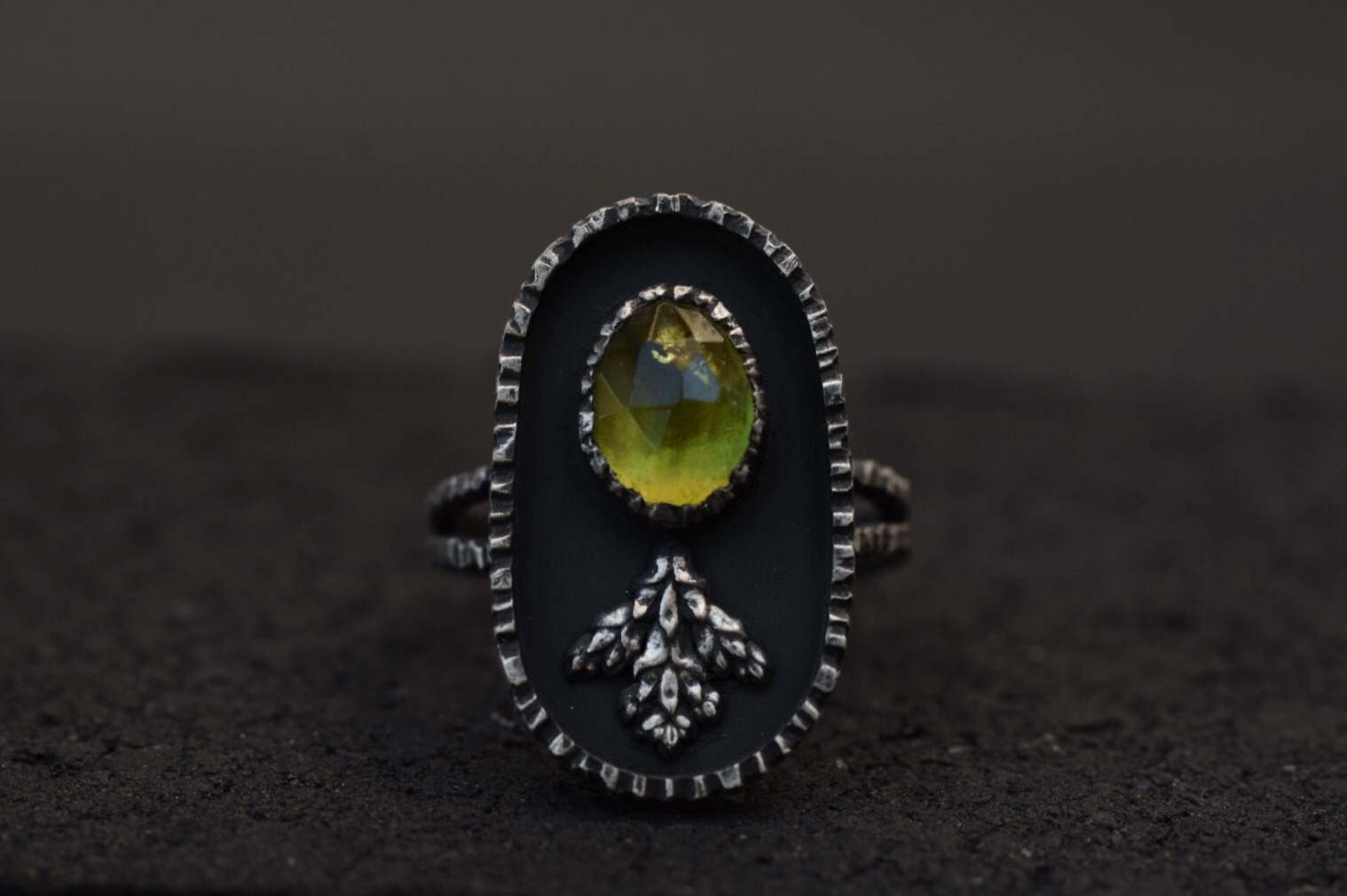 Peridot Shadowbox Ring - Size 9