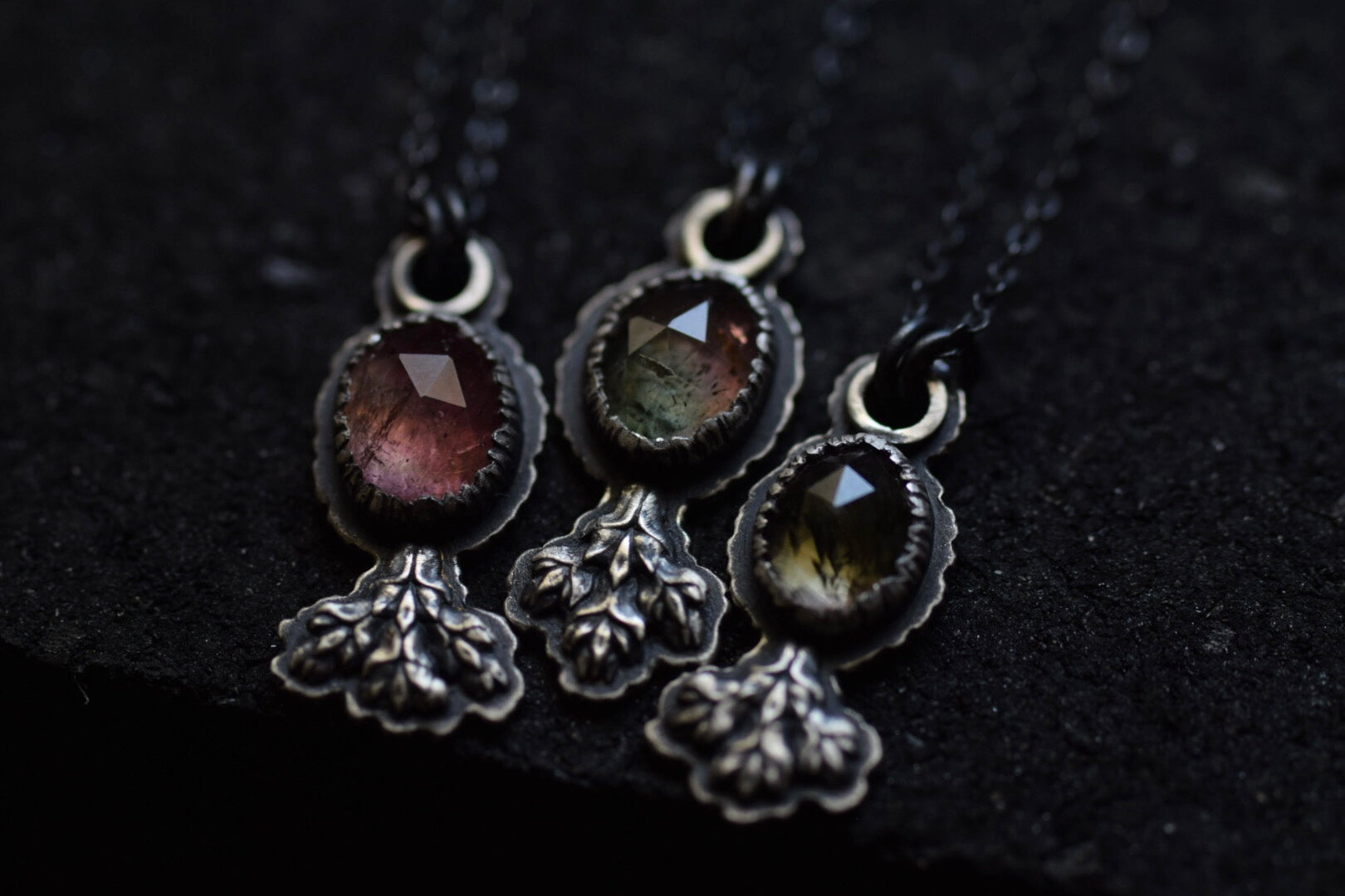 Mini Tourmaline Fern Necklaces