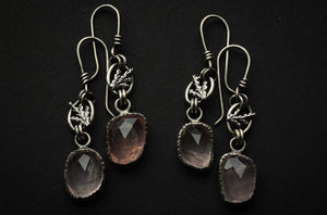 Rose Quartz and Fern Dangles