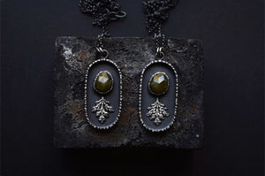 Vesuvianite & Fern Shadowbox Necklaces